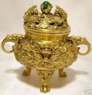 Collectible Chinese Brass Kowloon Incense Burner
