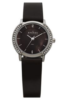 Skagen Round Leather Strap Watch