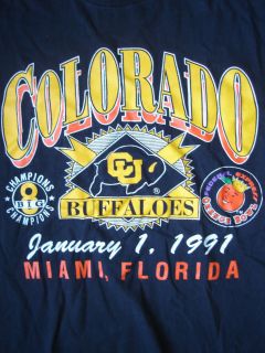 Colorado Buffaloes CU Buffs Big 8 Chanps 1991 Orange Bowl Miami, FL T