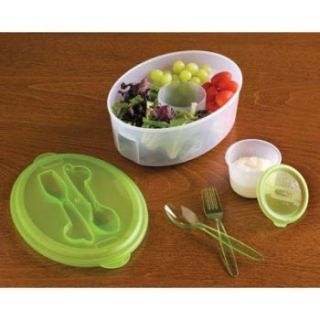  Box w Fork Spoon Lidded Insert Condiments 3 Roomy Compartments