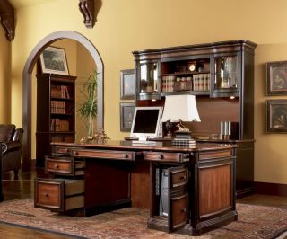 PC Executive Desk Wood Table File Bookcase Hutch New