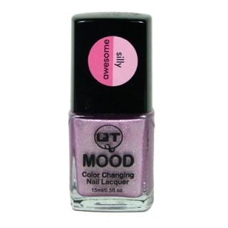 QT Mood Color Change Nail Polish Pink Glitter to Silver White Glitter