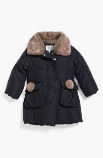 Armani Junior Faux Fur Trim Puffer Jacket (Toddler & Little Girls)