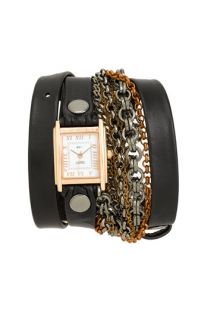 La Mer Collections Leather & Chain Wrap Watch