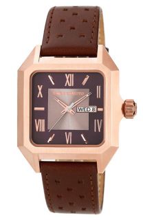 Vince Camuto Square Dial Leather Strap Watch, 39mm
