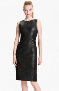 French Connection Leather Panel Sheath Dress