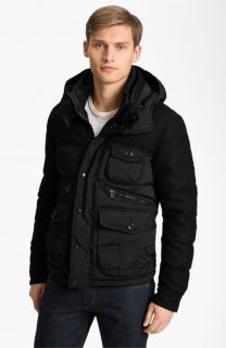 Moncler Mixed Media Quilted Bomber Jacket