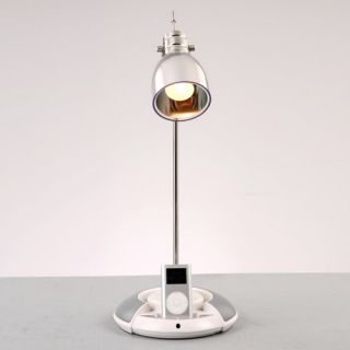 luminate White Desk Table Lamp with iPod/ Dock and Speaker Player
