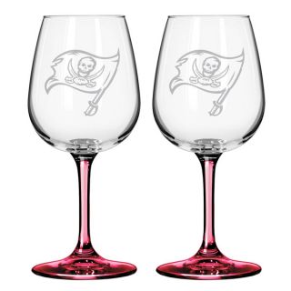  12 oz. Satin Etch Wine Glass with Colored Stem and Base 2 Pack