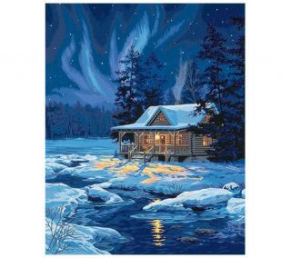 Paint by Number Kit   Moonlit Cabin   F180105