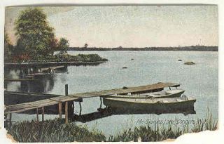 1908 McGinniss Lake Dock Boat Congers NY Vintage Postcard