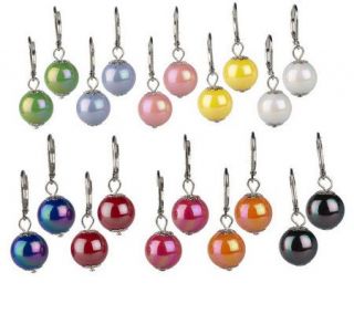 Set of 10 Iridescent Bead Lever Back Earrings —