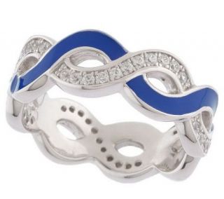 Hidalgo Diamonique Sterling Enamel Braid Ring —