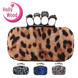 New Women Ladies Clutch Bags Snake Pattern Hollywood Skull Handbag