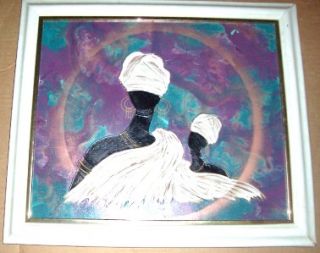 Signed Connie K Mixed Media Afro American Art Painting