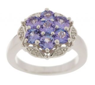 Sterling 1.50 ct tw Tanzanite Round Floral Cluster Ring —