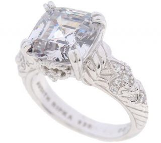 Judith Ripka 5.10 ct tw Diamonique Asscher Cut Sterling Ring