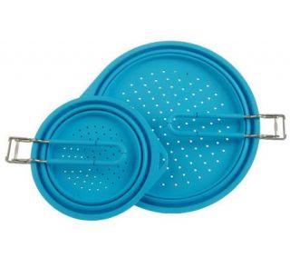 Prepology 2 pc.Collapsibl Silicone Strainer with Foldable Handle