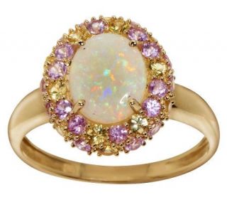 Smithsonian Australian Opal & 1.15 ct tw Sapphire Ring 14K Gold