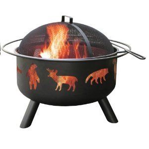  Outdoor Fire Pit Firepit w/ Cooking Grate & Screen Black Fast Ship NEW