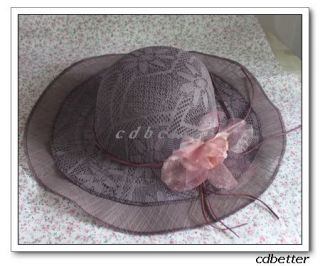 Women Elegant Lace Cover Style Linen Wide Brim Church Holiday Garden