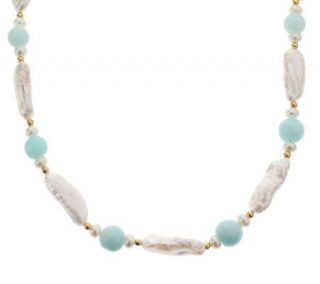Lee Sands 19 Mabe Pearl & Blue Opal Necklace —