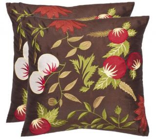 Safavieh Set of 2 18x18 Ocaria Floral Applique Pillows —
