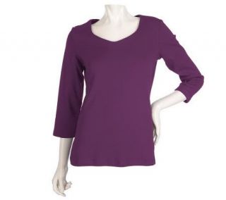 Liz Claiborne New York Sweetheart Neck T Shirt with Scalloped Edge