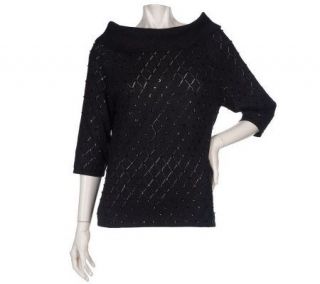 Victor Costa Occasion Metallic Embellished Sweater —
