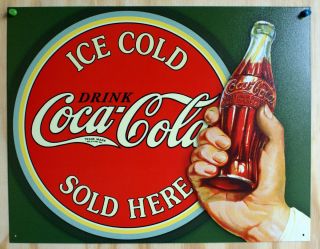 Coca Cola Sold Here Tin Sign Soda Pop Coke Pepsi Classic Advertisement