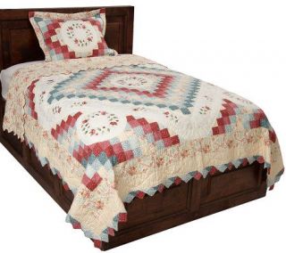 Country Living Blossoms 100Cotton Twin Quilt and Sham Set —