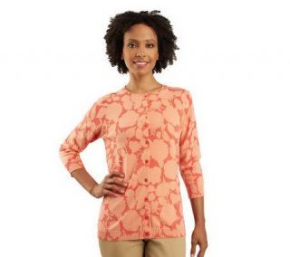 Isaac Mizrahi Live Print 3/4 Sleeve Cardigan —