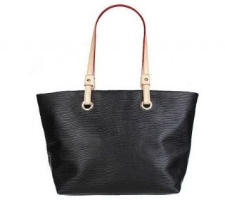 As Is Dooney& Bourke Wavy Leather Grommet Shopper —