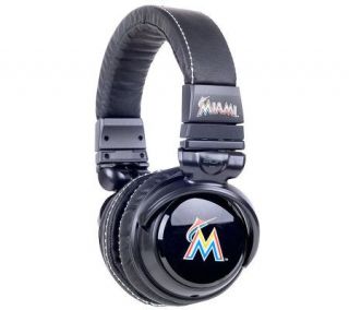 Miami Marlins Over The Ear Headphones with In Line Mic —