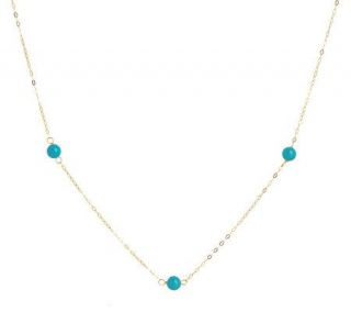 18 Turquoise Bead Station Necklace 14K Gold