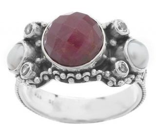 Sandra Singh Sterling 4.25 cts Indian Ruby & Cultured Pearl Ring
