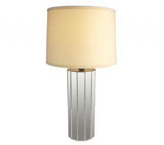 Kenneth Brown Faceted Mirror 25 Table Lamp w/ Fabric Drum Shade