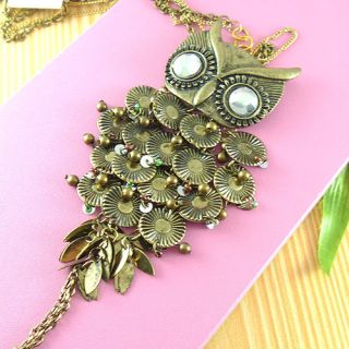  Super Fashion Charm Jewelry Copper Owl Necklace Pendant New