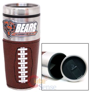 NFL Chicago Bears Coffee Mug Travel Tumbler Cup 16oz Stainless Leather
