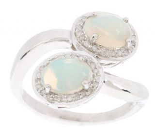 20 ct tw Ethiopian Opal &1/5cttwDiamond Sterling Bypass Ring