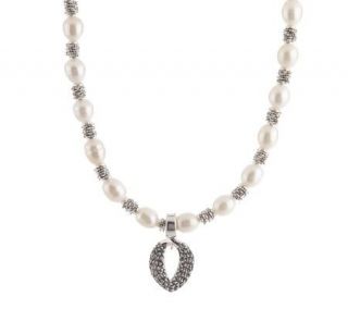   Sterling Rondel Cultured Pearl 20 Necklace with Enhancer —