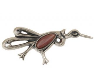 Smithsonian Gemstone Roadrunner Sterling Pin —