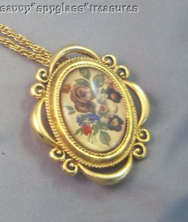 Vintage Corday Perfume Locket Compact Gold with Flowers