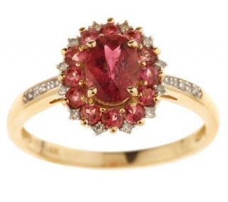 00 ct tw Oval Rubellite &Diamond Accent Ring, 14K —