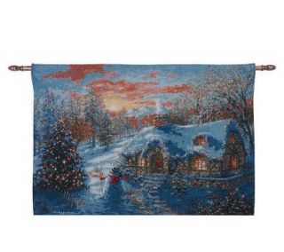 Christmas Scene 36 x 26 FiberOptic Wall Tapestry with Lights & Timer 