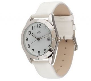 Isaac Mizrahi Live Logo Watch with Patent Leather Strap —
