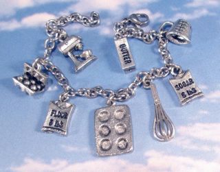 Cooking Utensils Chef Hat Kitchen Cook Bake Mixer Food Silver Charms