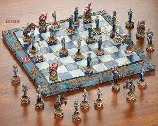 Civil War Chess Set Classic Union Confederate Board Game New