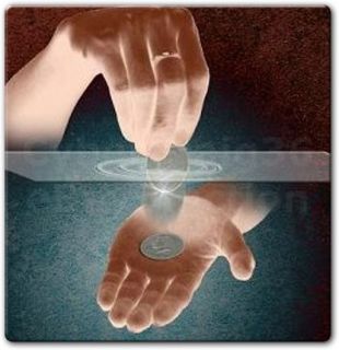 Coin thru Through Glass Table Magic Trick Illusion Prop See Dynamo