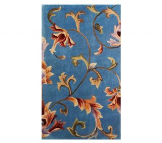 Royal Palace Floral Scrolls 28x48 Handmade Wool Rug —